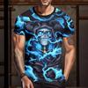 Summer Round Neck 3D Skull Print Top Fashionable Casual Short Sleeved Men's T-shirts