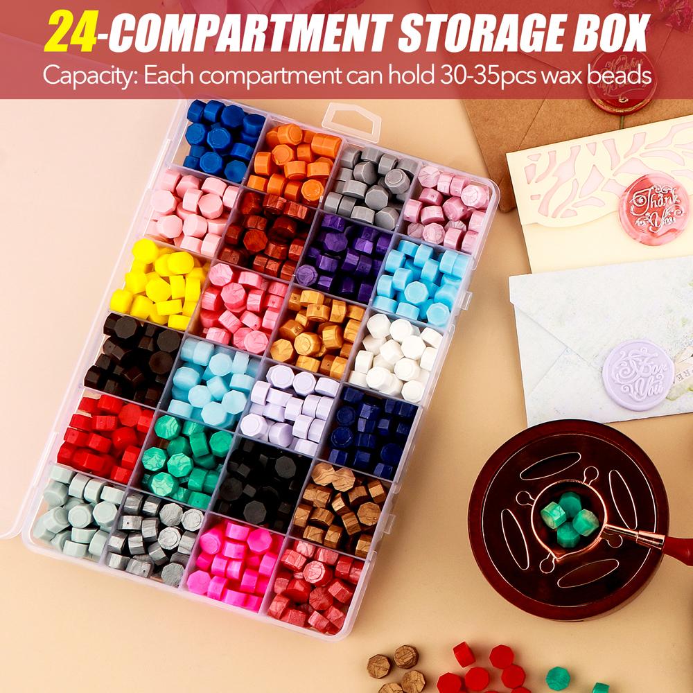 100pcs Wax Seal Beads - 24 Colors Sealing Wax Beads for Making Wax Seals, Decor for Envelope Letter Wedding Invitation