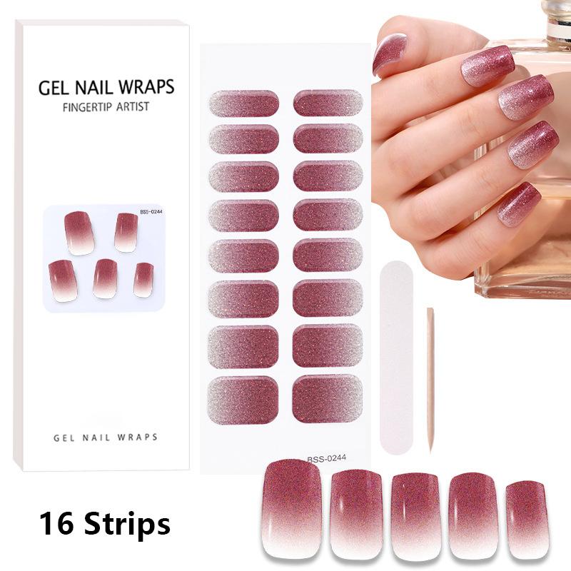 Semi Cured Wraps Fast Gel Nail Sticker Solid Nail Gel Wraps Adhesive Full Cover Gel Nail Decal Uv Lamp Cured Manicure Decoration