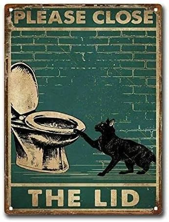 

Tin Sign Black Please Close The Lid Vintage Signage For Home Garage Decor Gifts Metal Tin Sign 20x30cm（7.8x11.8inch）