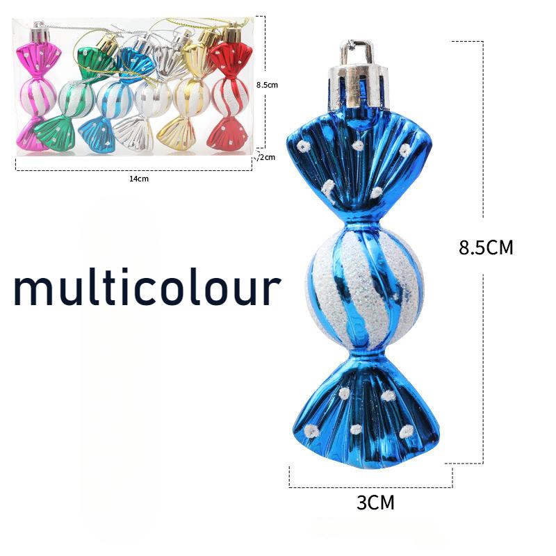 6PCS/Box DIY Christmas Tree Decoration Pendant Electroplating Candy Xmas Ball Window Door Hanging Ball 2025 Happy New Year