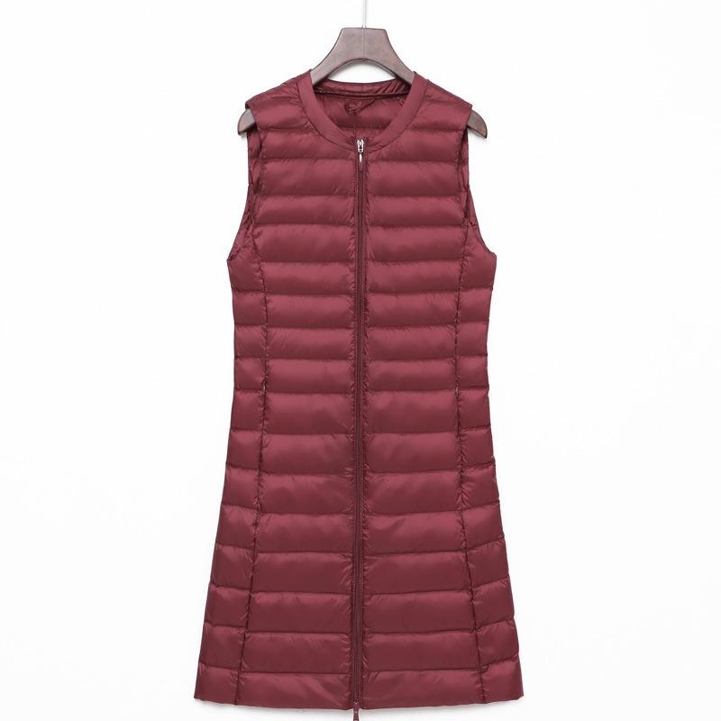Gilet Imbottito Leggero da Donna Autunno Inverno Senza Collo Girocollo Sottogiacca Taglia Grande Lunghezza Media