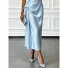 Satin Midi Dress with Ruched Waist Elegant Sleeveless Party Gown