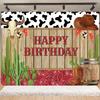 Western Cowboy Photography Backdrop Rustic Farm Barn Haystack Wood House Horse Wheel Background Party Decor Photo Shoot Props