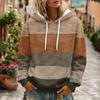 Women's Striped Print Casual Long Sleeve Hoodie with Pocket and