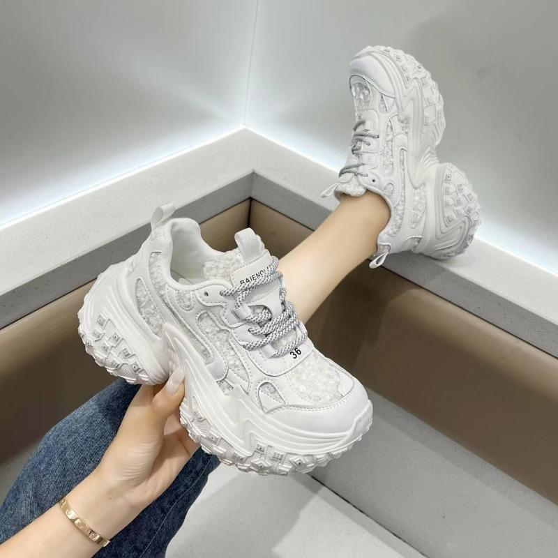 Durian sole dad shoes women's summer mesh breathable thick-soled white shoes new tire sports women's shoes