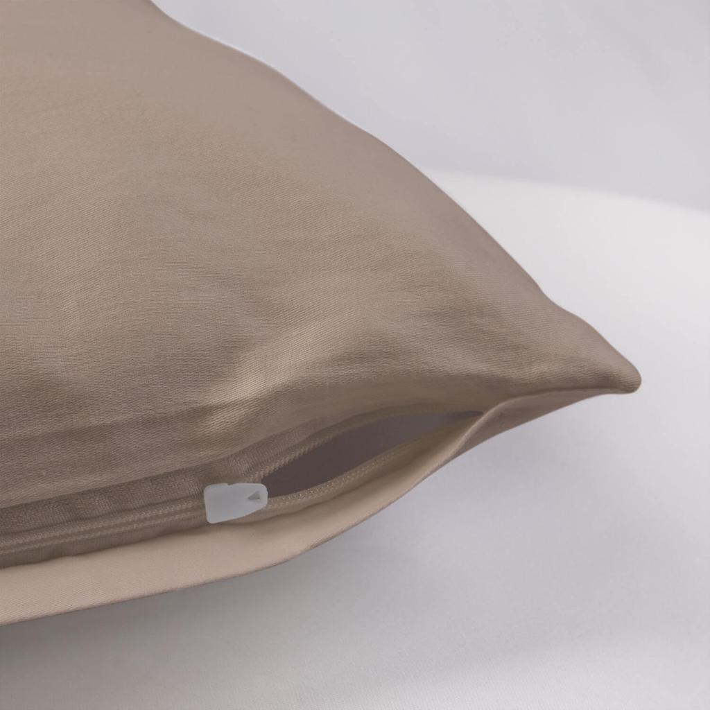 Pillowcase 50x80 cotton satin, dark beige, plain