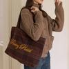 Poetry Embroidery Wool Check Bag - Brown