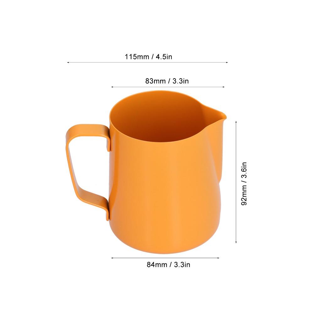 Kaffetillbehör Rostfritt Stål Mjölkskummare 400 ml Kapacitet Spetsig Pip Kaffekanna Orange Skumkanna Kaffebryggning