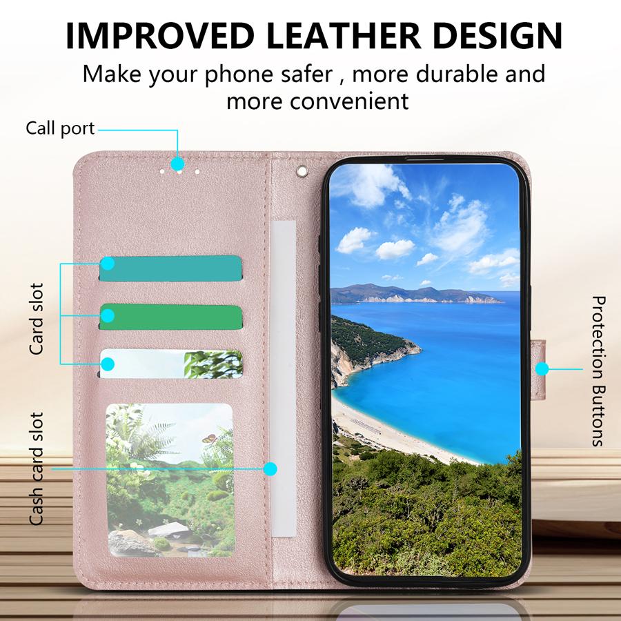 Brieftasche mit Kartenfach, Fotorahmen, Ständer, magnetischer Klapphülle aus Leder für Samsung Galaxy A06 A16 A26 A36 A56, stoßfest