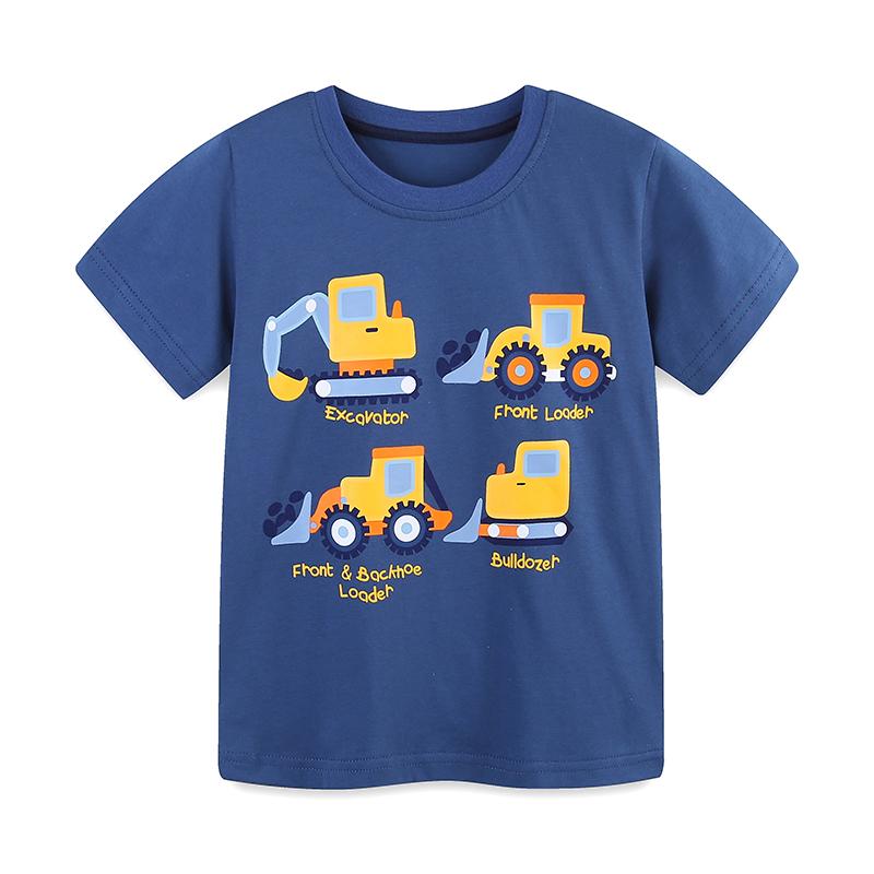 Little Maven Children's Clothing Baby Boys 2026 Summer New Kids Clothes T Shirts Holiday Cartoon Excavators Shirts 2-7 Years