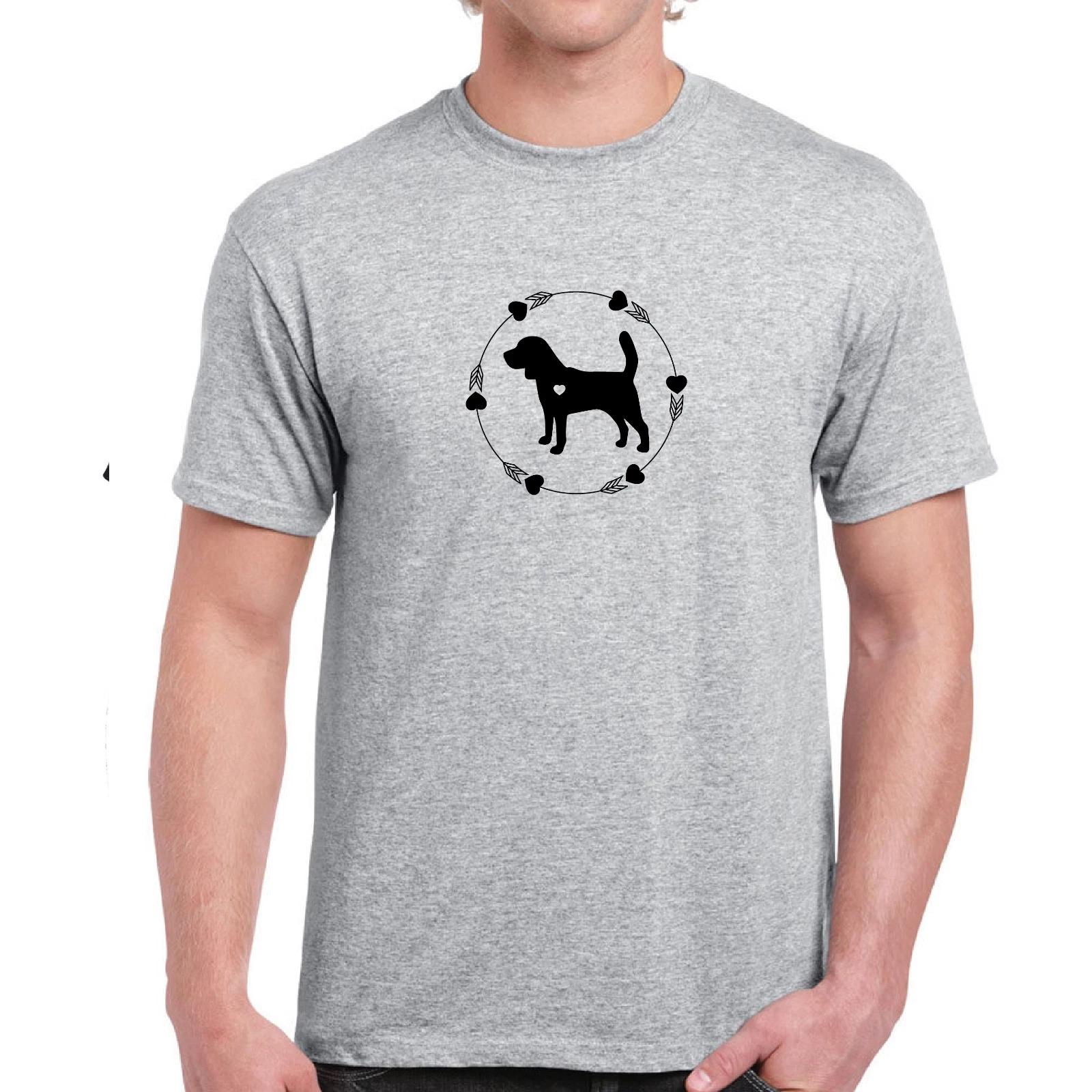 Beagle Silhouette Dog Breed Beagle Lover Heart Fur Babies Cotton Gray T-Shirt 2XL