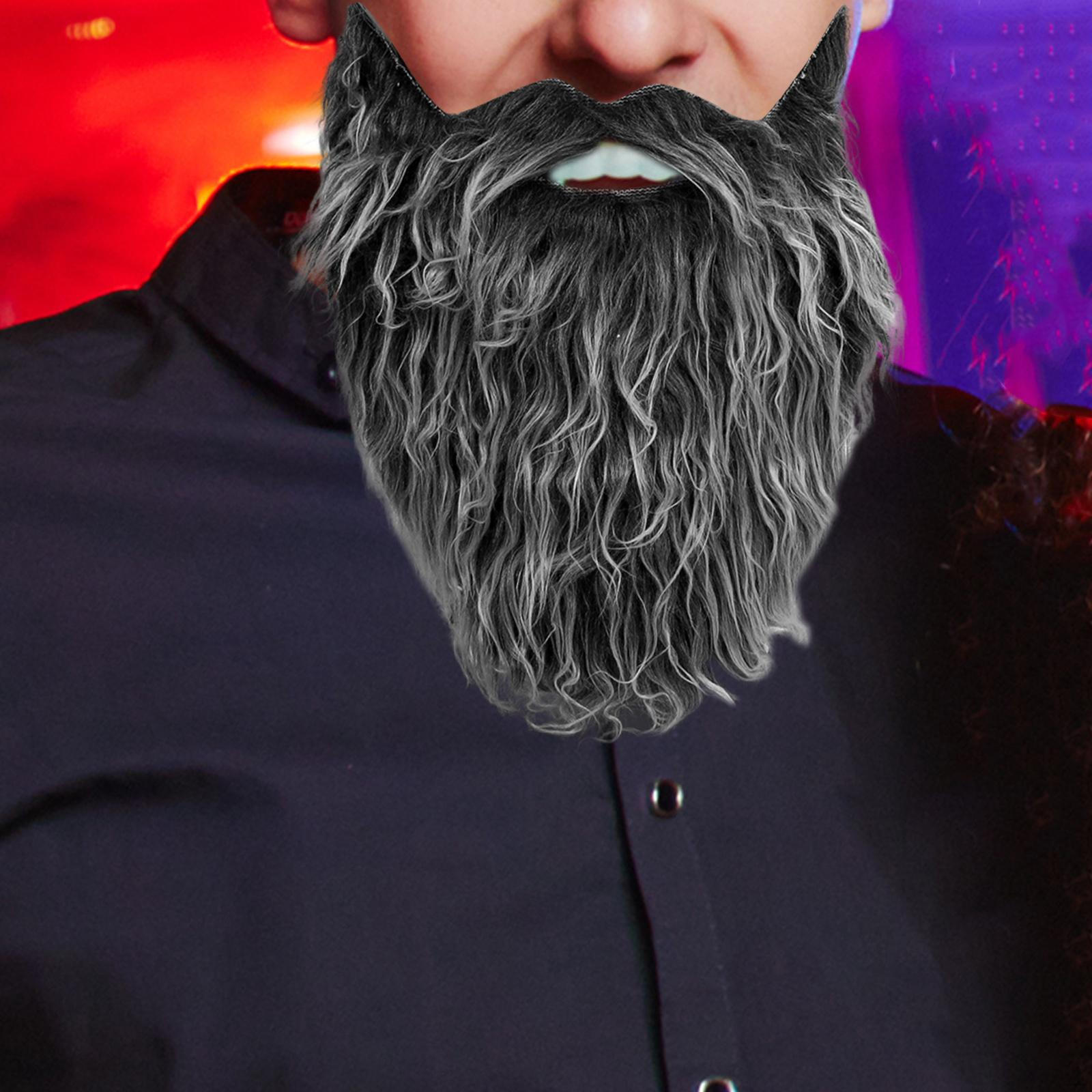 

Підроблена борода Хелловін Перука для чоловіків Зручний еластичний аксесуар для косплею Маскарадна вечірка Black White