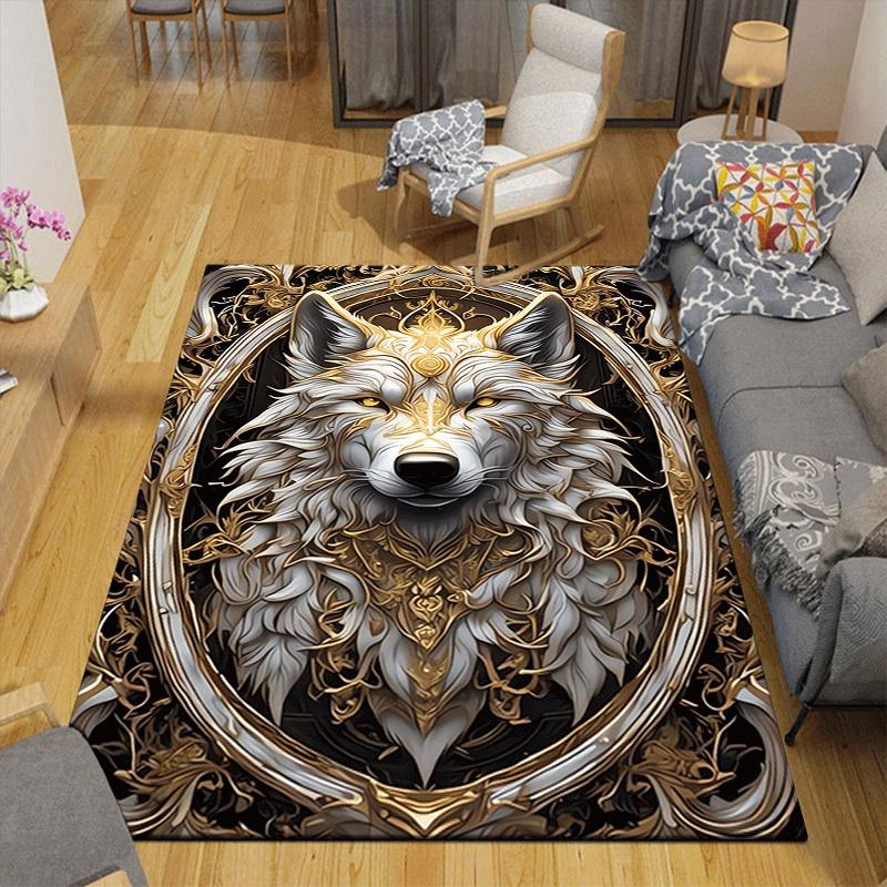 1pc Serious Fox Print Design Area Rug - Soft, Anti-Slip, and Durable Gaming Room Decor for Bedroom