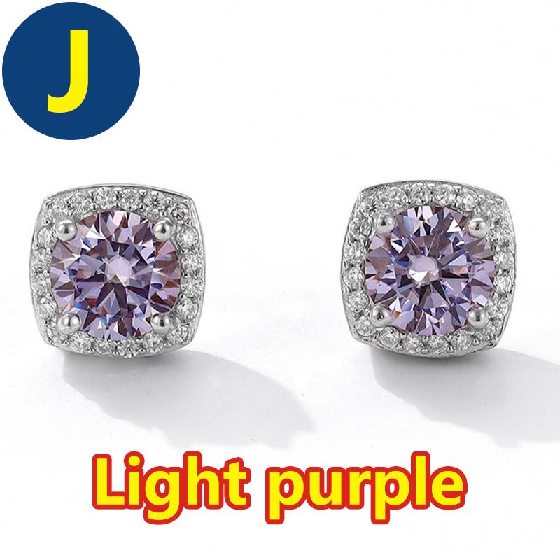 Moissanite Stud Earrings for Women Purple/Green Women Moissanite Stud Earrings No Ear Holes Women's Moissanite Magnet Earring