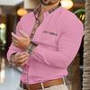 Camicia Rosa alla Moda da Uomo Festa Festa Moda Uomo Manica Lunga Bottoni Collo a Punta Vestibilità Slim Elegante Camicia da Uomo