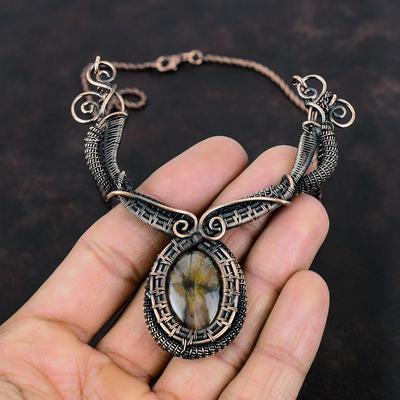 Chiastolite Necklace Copper Wire Wrapped Necklace Chiastolite Gemstone Jewelry Handmade Necklace Brand New Necklace Copper Jewelry For Gifts