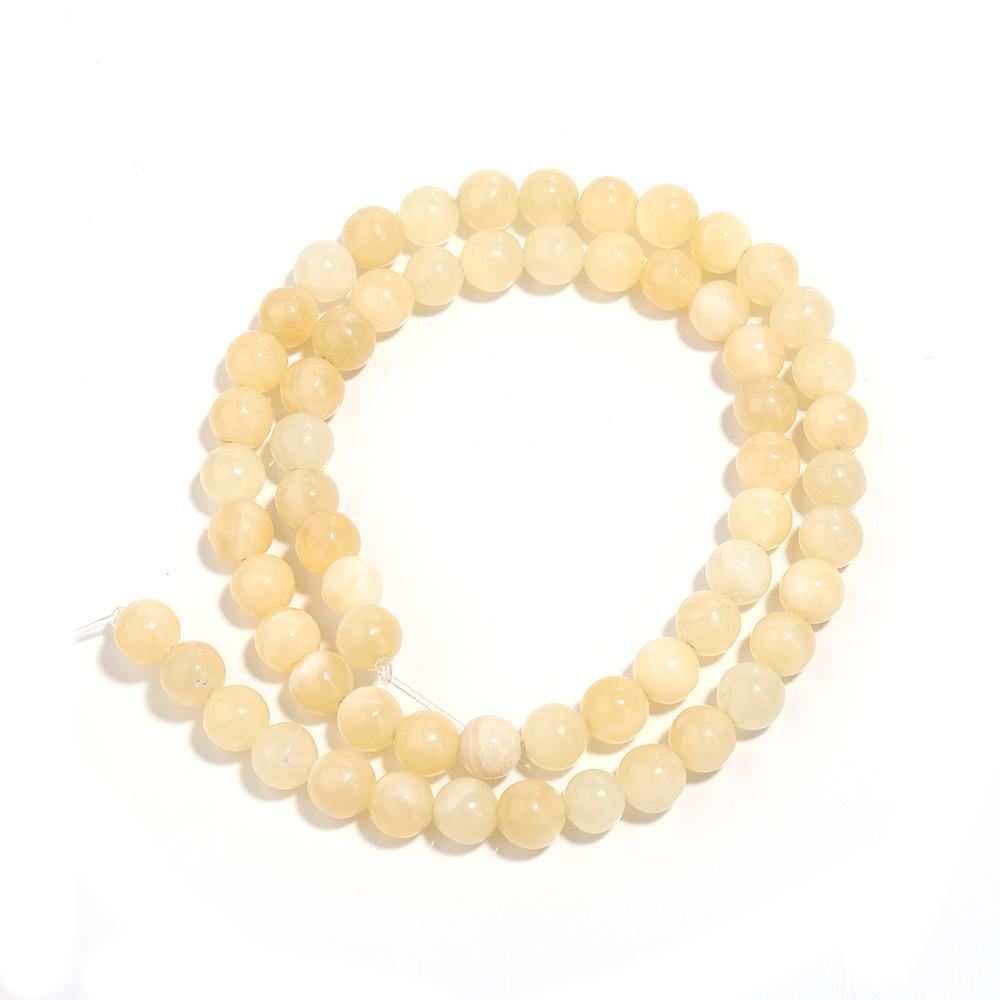 1 Strand Natural Stone Yellow Jade Beads Round Genuine Stone Beading Loose Gemstone for DIY Bracelet Necklace  Jewelry Making