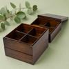 Wood Bento Dark Brown Box Square Japanese Style Compartment Food Container for Sushi