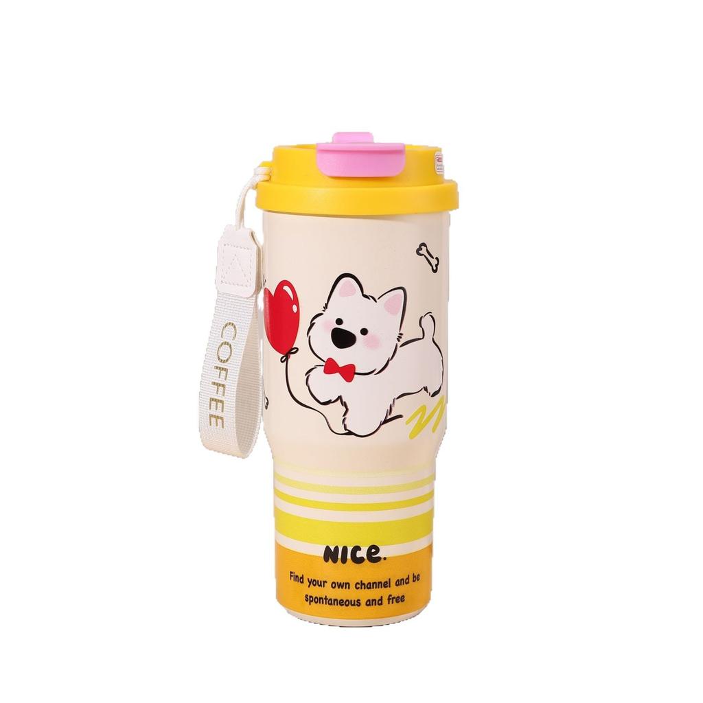 High Value 316 Stainless Steel Thermos Cup Outdoor Portable With Rope Coffee Cup Cute Cartoon Double Drink Car Cup