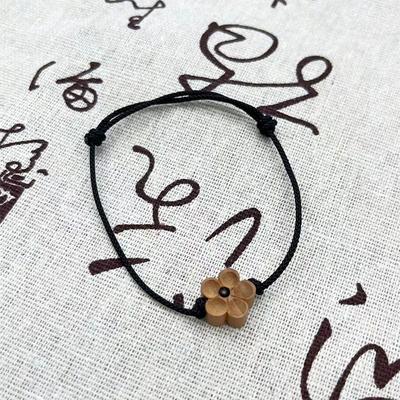 Peach Wood Flower Handmade Braid Rope For Women Men Couple Handmade Bracelets Lucky Daily Bracelets Accessories Gifts