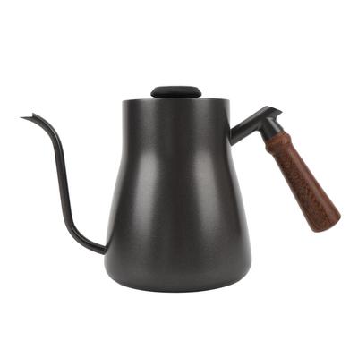 850ml Coffee Kettle with Thermometer Long Slim Spout Stainless Steel Wooden Handle Gooseneck Teapot