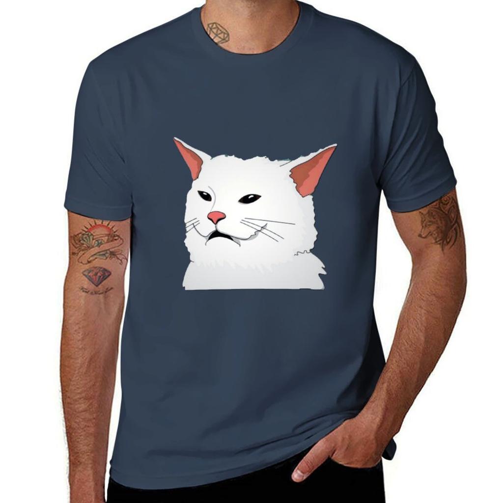 Cat Meme Funny Yelling At Cats Eating Salad TShirt Casual Trendy Streetwear Tee Shirt