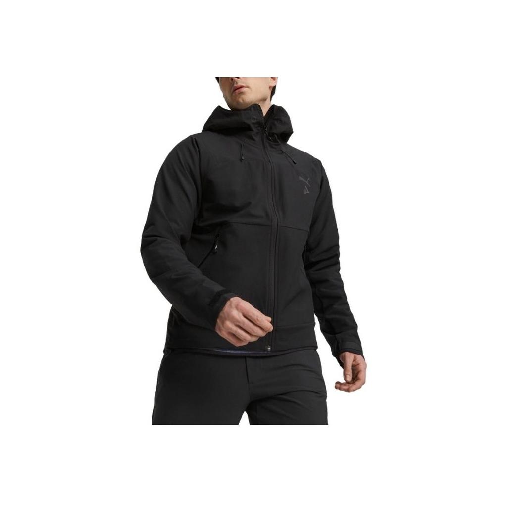 Puma Logo Print Hooded Zip Woven Jacket Men Jackets Black 524108-01