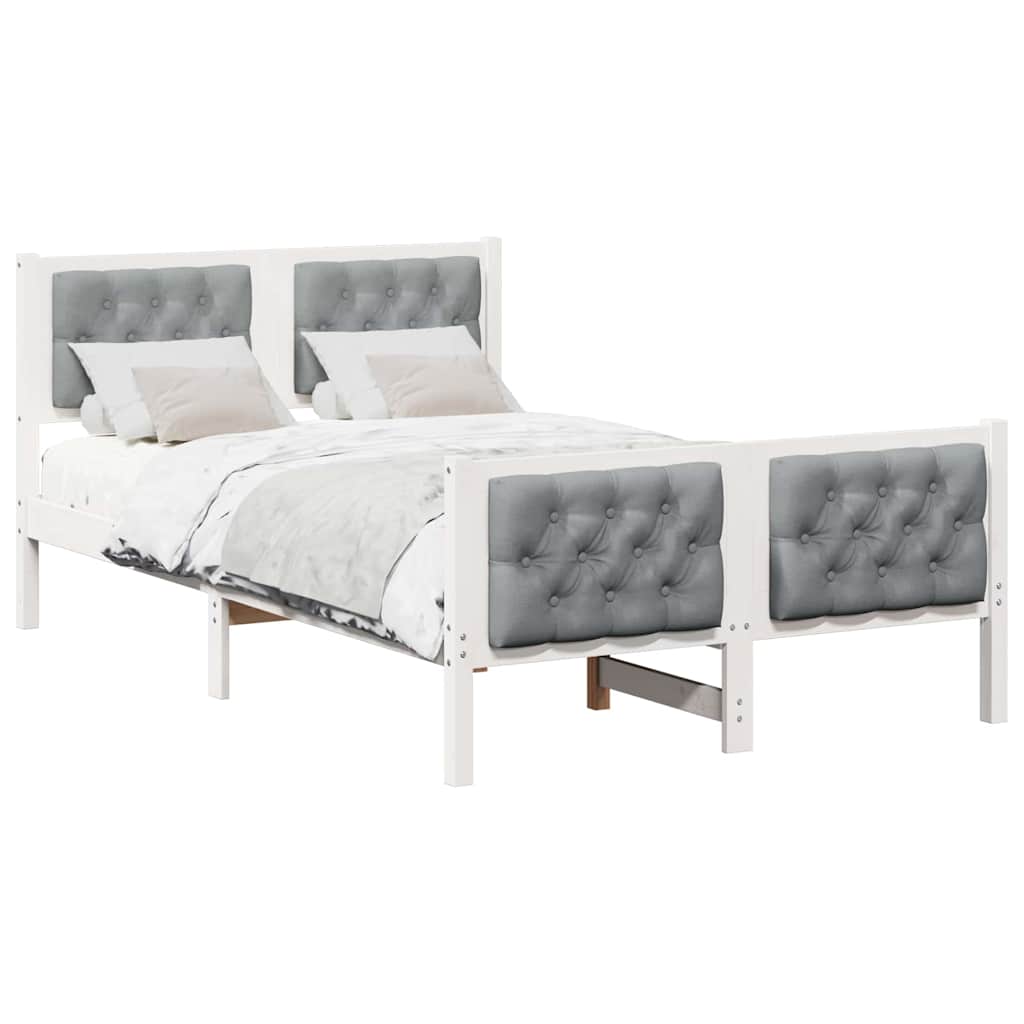 Bed Frame Light Grey 120 X 190 Cm Solid Pine Wood