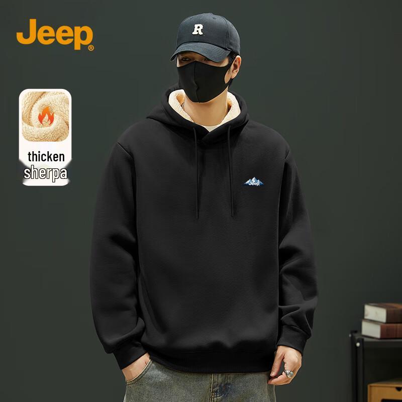Jeep Мужская толстовка с капюшоном на флисовой подкладке с нашивкой Приключение L