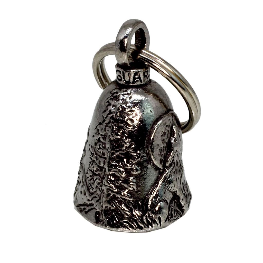 Guardian Bell USA AMGB-101 Howling Wolf Biker Amulet Keychain Traffic Safety Bell Amulet, Silver