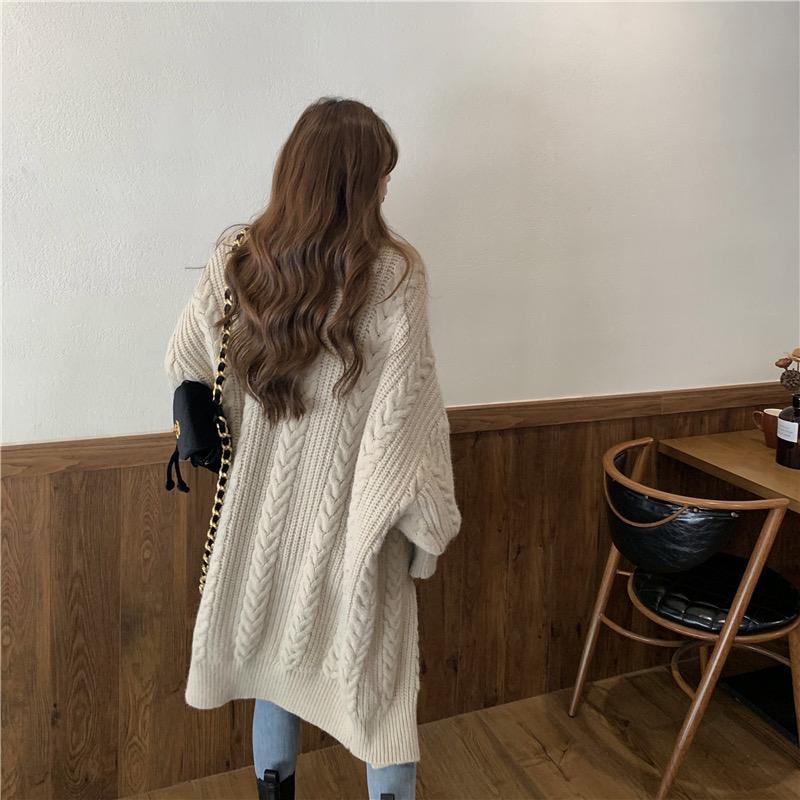 Womens Cardigan Long Sleeve Cable Knit Sweater Open Front Loose Outwear Drop Shoulder Maxi Sweater