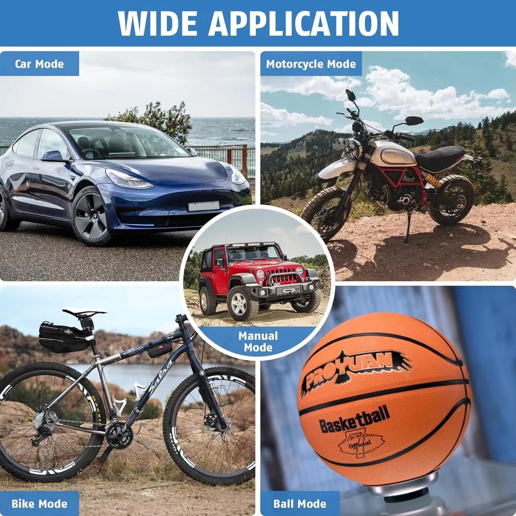 High Power Explosive Battery Car Tire Inflator 60L/min Bicycle Air Injector Portable Digital Compressor Electric Inflator with LED Light