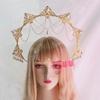 Crown Halo Headband Goddess Spiked Pearl Sun Pendant Halo Headpiece Cosplay Bridal Party Baroque Tiara Headwear Accessories