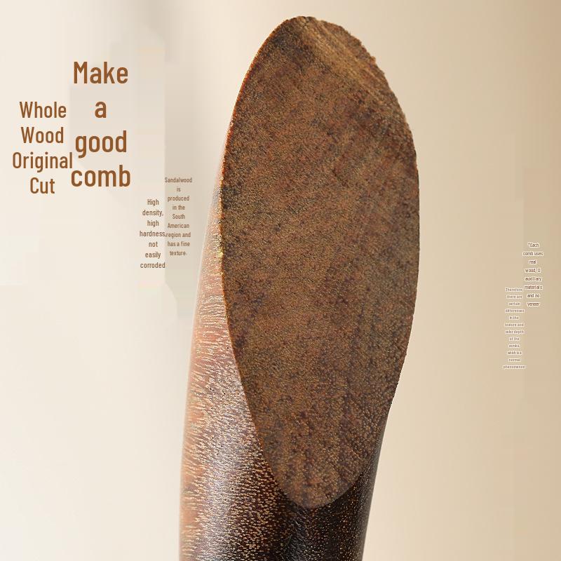 Gold Sandalwood Five-Tooth Meridian Comb for Scalp and Body Massage