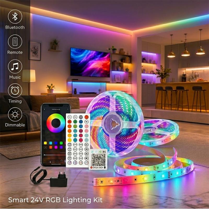 RGB Led Strip Lights 5m 10m 20m 40m Led Lights with APP Control Flexible Ribbon Lus Led Tape for Room Bedroom Decoration