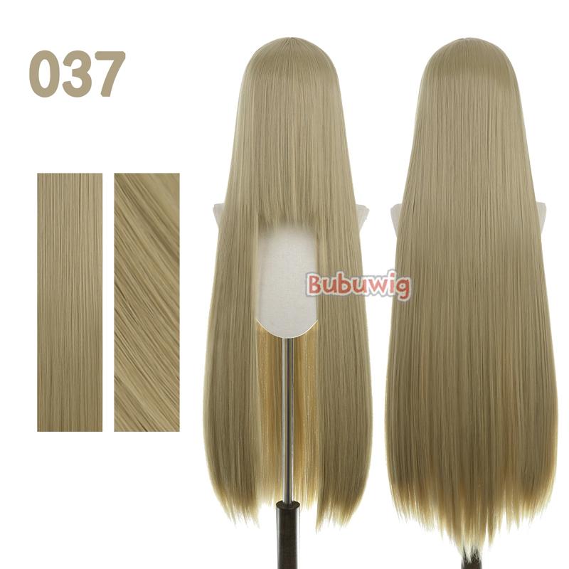 Bubuwig Synthetic Hair 100cm Long Straight Pure Color Cosplay Wigs Over 100 Colors Black White Red Blue Brown Wig Heat Resistant