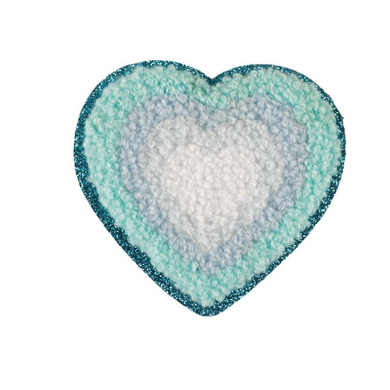 Chenille Heart & Flower Embroidery Patch with Adhesive Backing
