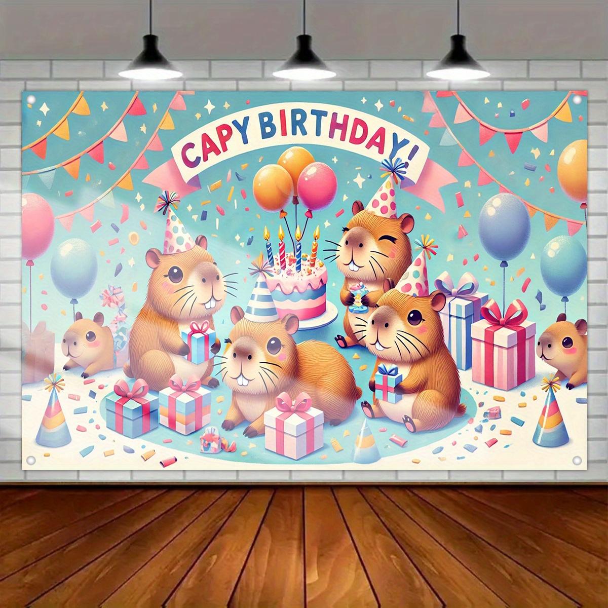 1 piece a party capybara birthday celebration a cute capybara-themed party background cloth a birthday party decoration 100x150cm