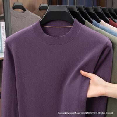 Men's 2025 Autumn-Winter Half-High Neck Cashmere Wool Sweater Pullover - 300g Knitwear