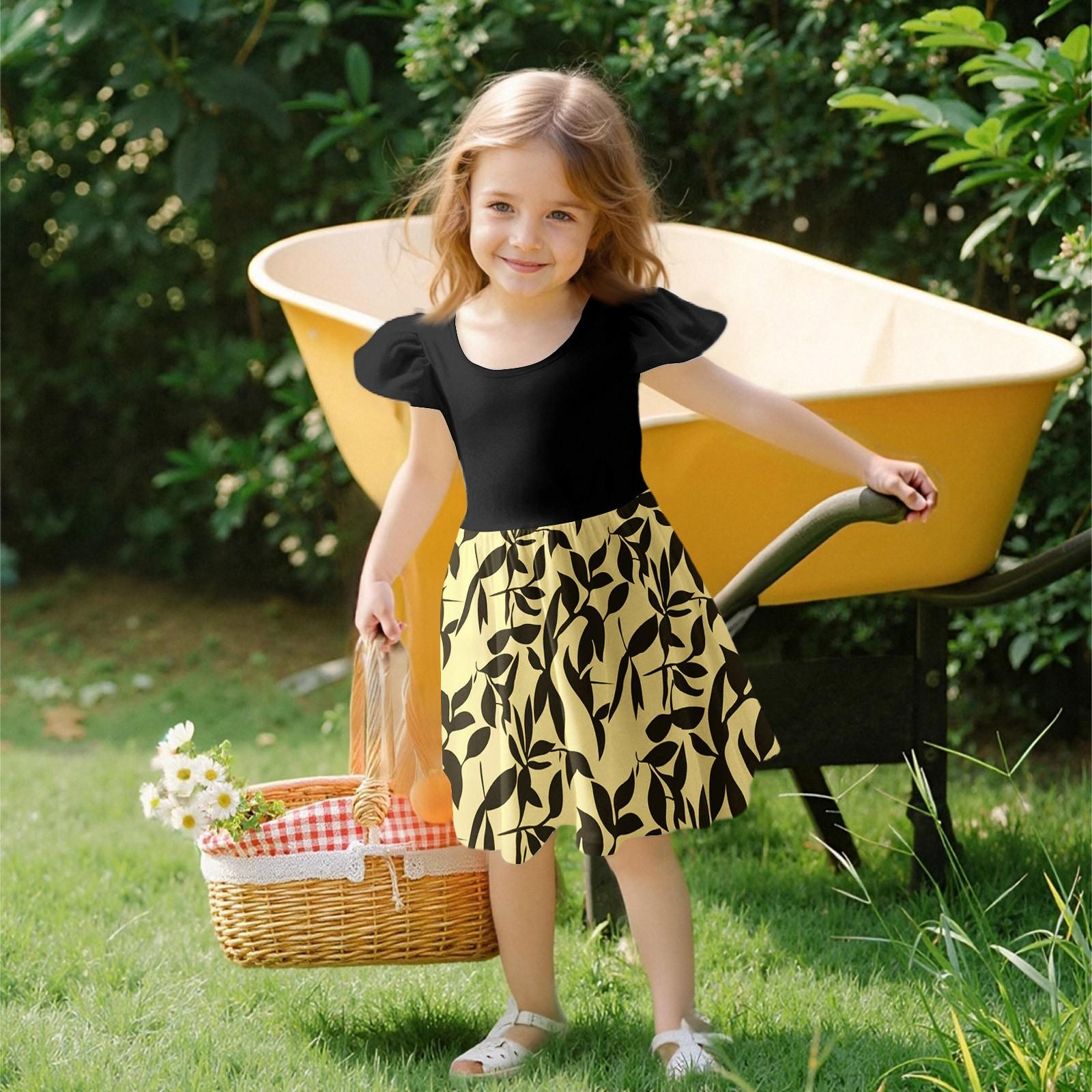 

Девочки Платье с рукавами для малышей Платья Повседневные платья для вечеринок и школ Одежда для девочек 160 жёлтый