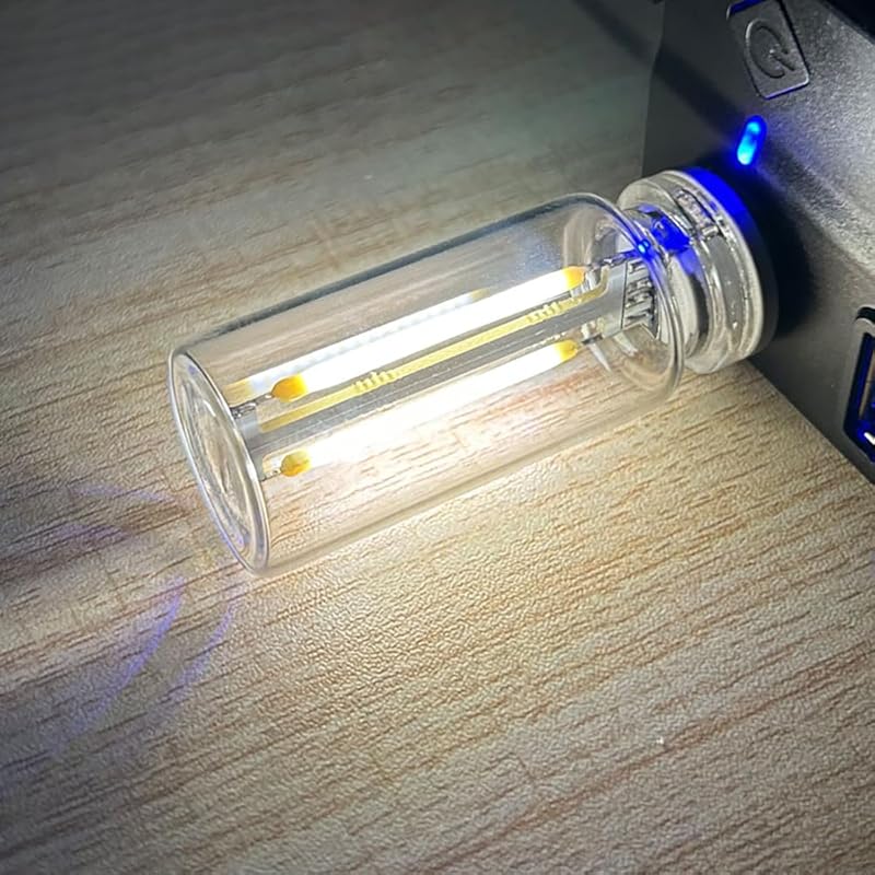 Lights by Night, Mini LED Bulb Lamp, Plug-in, Warm White, Ideal for Bedroom, Nursery, Car USB Atmosphere Light, Multi-Color (Red)