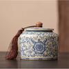 Ceramic Tea Leaf Jar Blue and White Porcelain Candy Jar Multifunctional Home Coffee Bean Nut Herb Storage Box Home Decoration