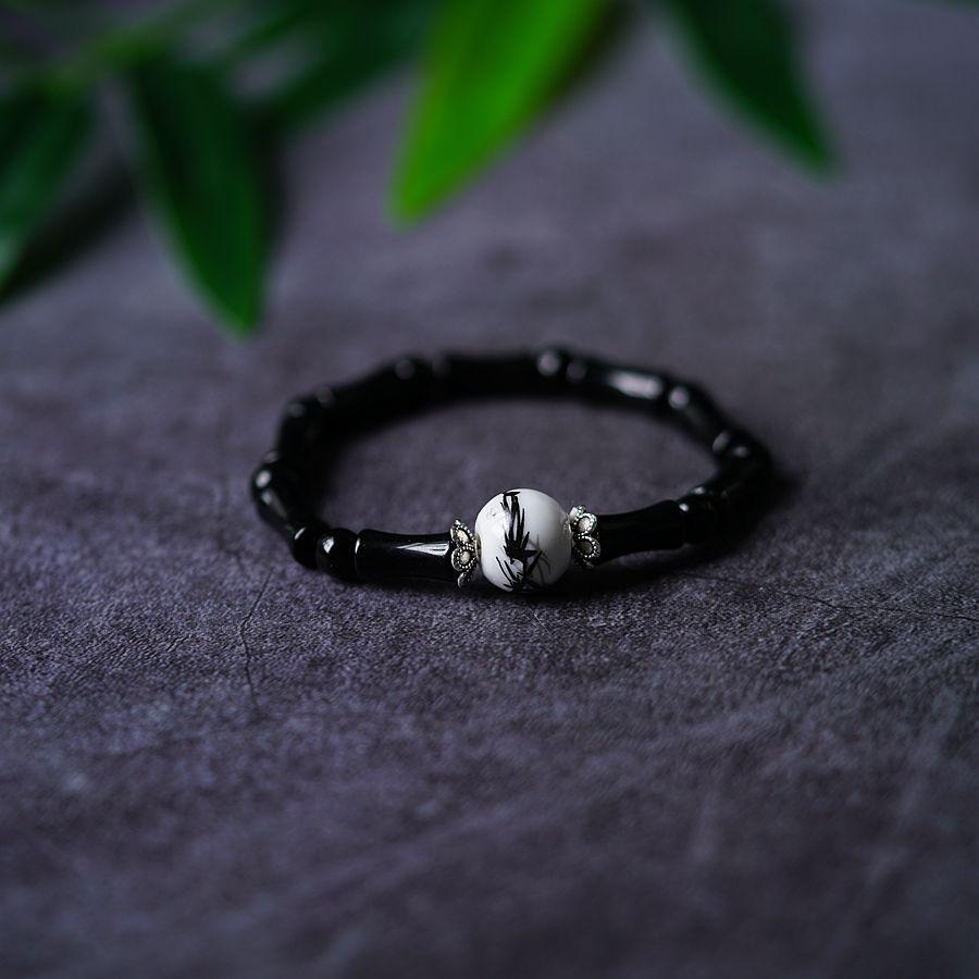 

RUI RUI YU Spot Высотный бамбуковый браслет Женский стиль Ins Нишевый светильник Роскошный 100 Личность Высокий уровень внешнего вида Сетевой красный браслет чёрный