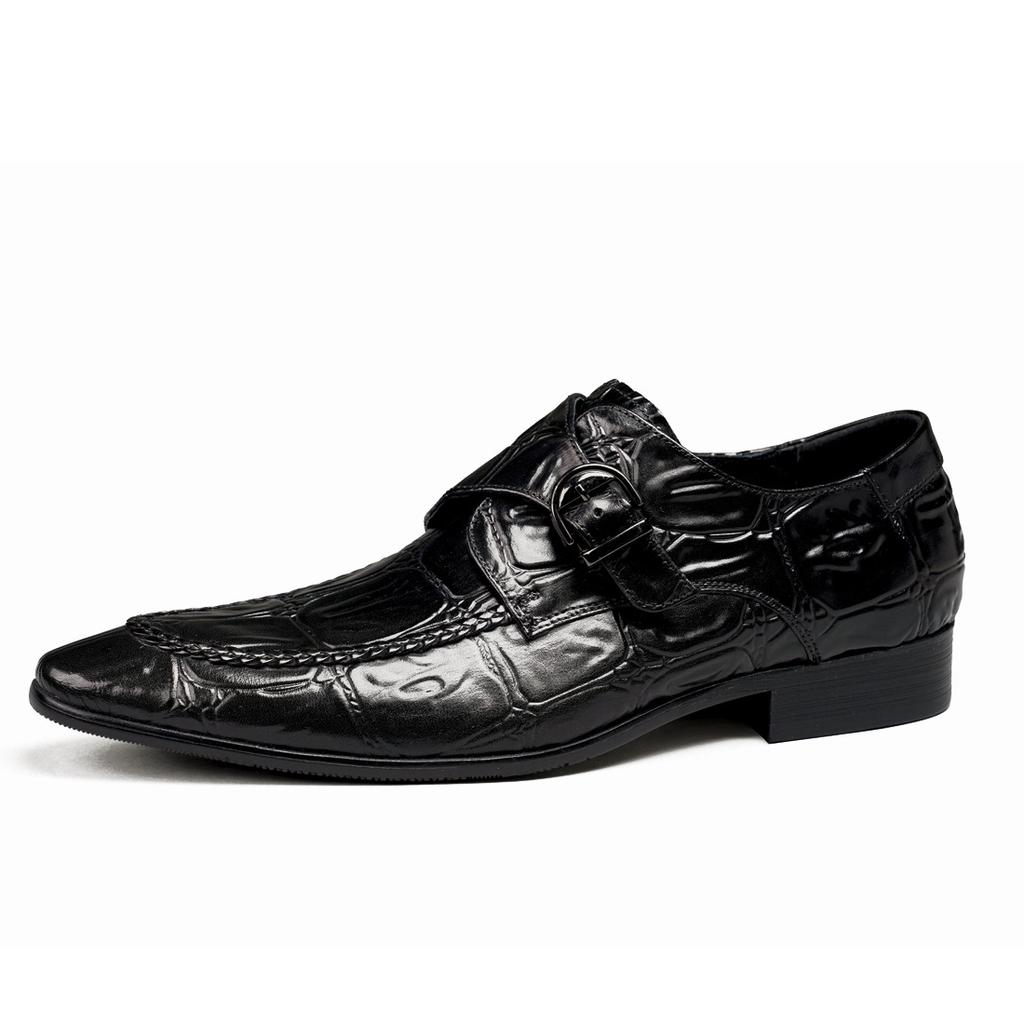 Schnallen-Munch Lederschuhe Herren Echtes Leder Kleiderschuhe Herren Trendige Herren Ein-Pedal Business Casual Schuhe Große Größe Lederschuhe