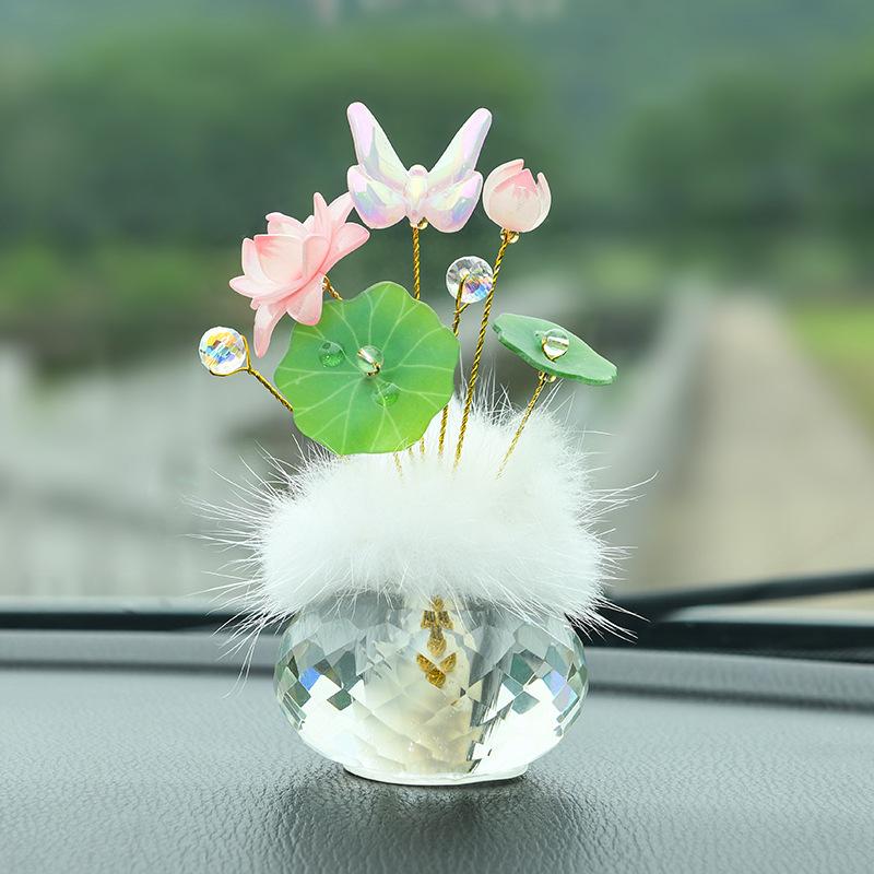 Crystal Lucky Fruit Car Decoration Set - Creative Car Interior Decor Item - Car Central Console Decoration Matching