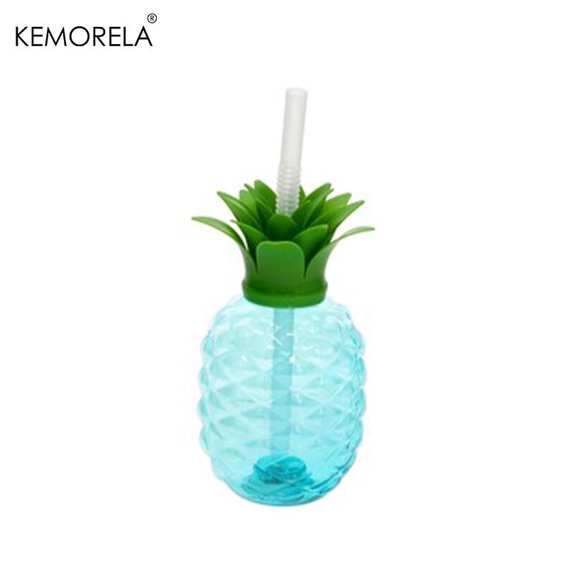 1PCS Tropical-Theme Plastic Cup Coconut Tree Pineapple Shape Bottle Drinking Cups With Lids And Straws Child Waterbottle
