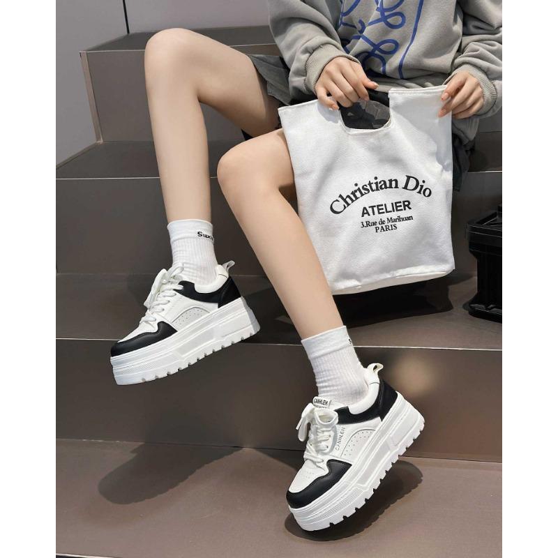 Thick-soled heightened breathable little white shoes women's new versatile lace-up air force casual sports shoes single shoe trend