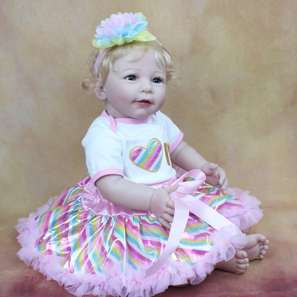BZDOLL 55 CM Měkký silikon Reborn Baby Lisa Hračka pro holčičí panenku Živé látkové tělo Realistické 22 palcové blond vlasy princezna Bebe dárek k narozeninám