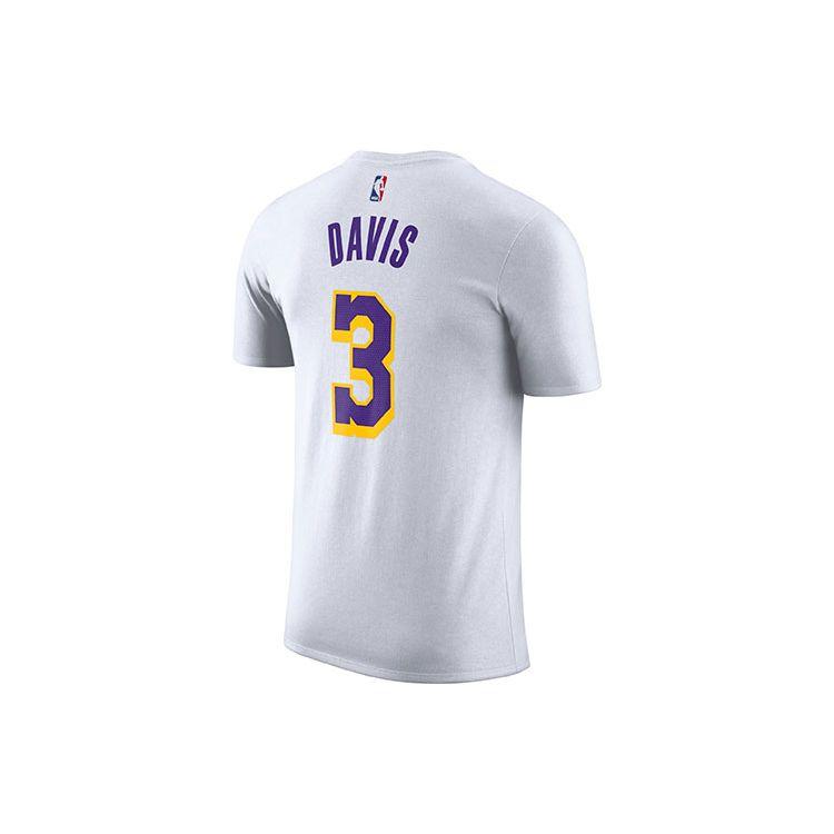 Nike Lakers Davis No. 3 Casual Breathable Sports Short Sleeve T-Shirt Men Tops White BQ1540-100